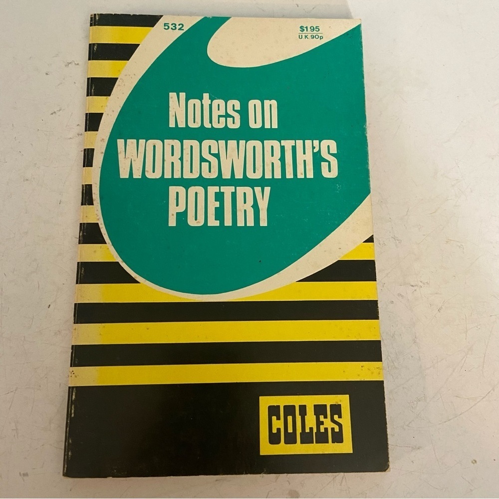 🛍️3/$30 Vintage 1976 Coles notes on Wordsworth poetry softcover book